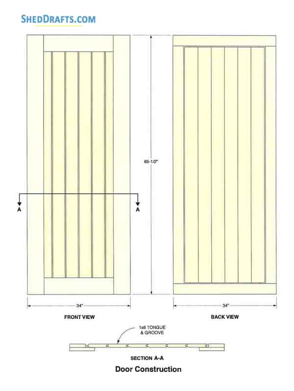 12x12 Lean To Storage Shed Plans Blueprints 08 Door Frame Detail