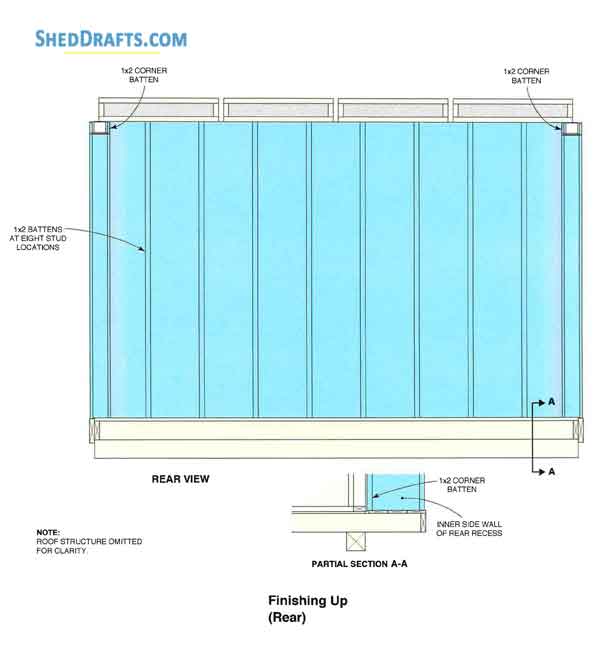 12x12 Lean To Storage Shed Plans Blueprints 10 Rear Elevation