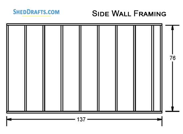 12x12 Saltbox Storage Shed Diy Plans Blueprints 09 Side Wall Framing