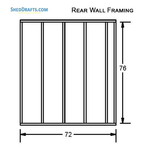 12x12 Saltbox Storage Shed Diy Plans Blueprints 10 Back Wall Framing