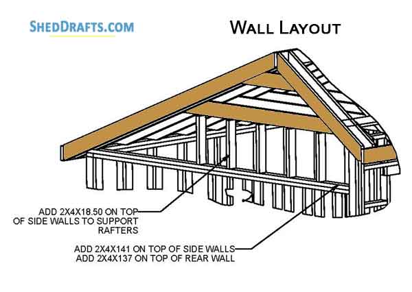 12x12 Saltbox Storage Shed Diy Plans Blueprints 11 Wall Framing Layout