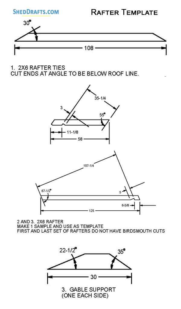 12x12 Saltbox Storage Shed Diy Plans Blueprints 13 Rafter Template