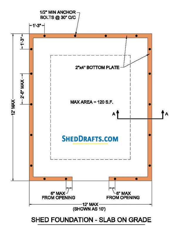 12x12 Storage Shed Plans Blueprints 01 Foundation Plan