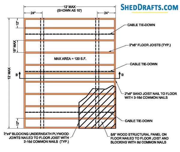 12x12 Storage Shed Plans Blueprints 02 Floor Plan
