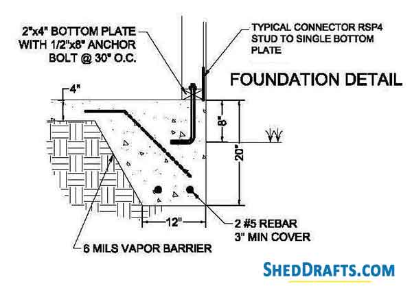 12x12 Storage Shed Plans Blueprints 05 Foundation Detail