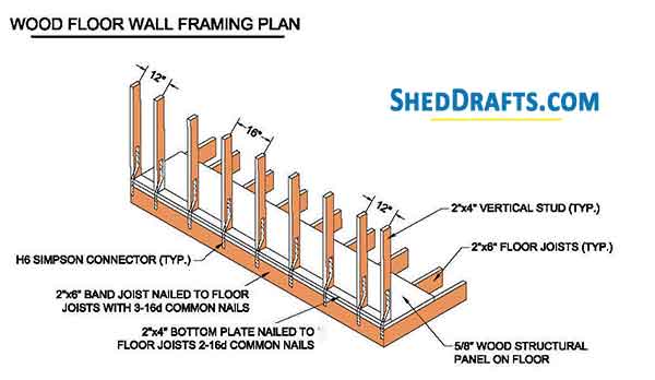 12x12 Storage Shed Plans Blueprints 07 Floor Wall Framing