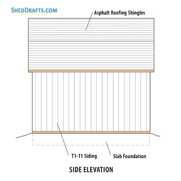 12x14 Gambrel Shed With Loft Plans Blueprints 05 Side Elevation