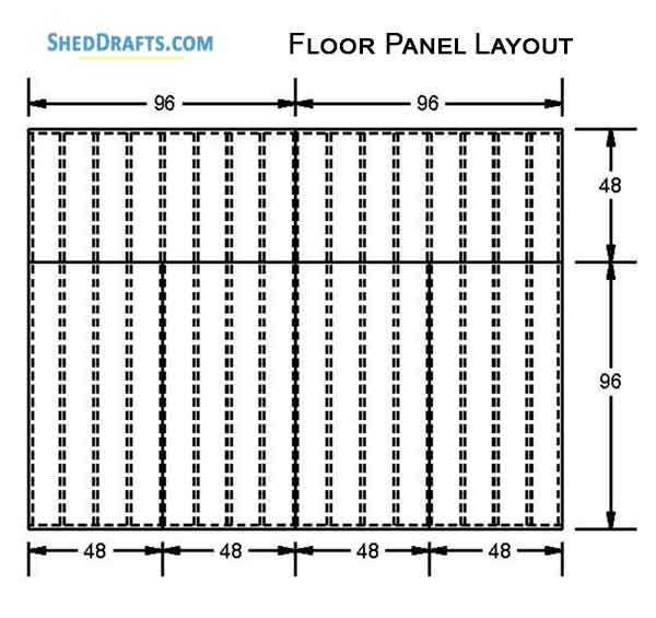 12x16 Gable Garden Storage Shed Plans Blueprints 06 Floor Framing Plan