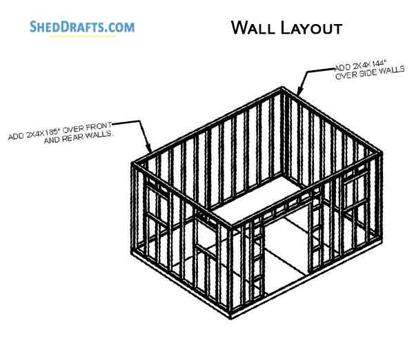 12x16 Gable Garden Storage Shed Plans Blueprints 11 Wall Framing Layout