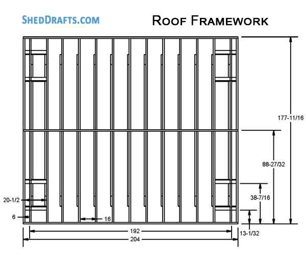 12x16 Gable Garden Storage Shed Plans Blueprints 12 Roof Framing Details