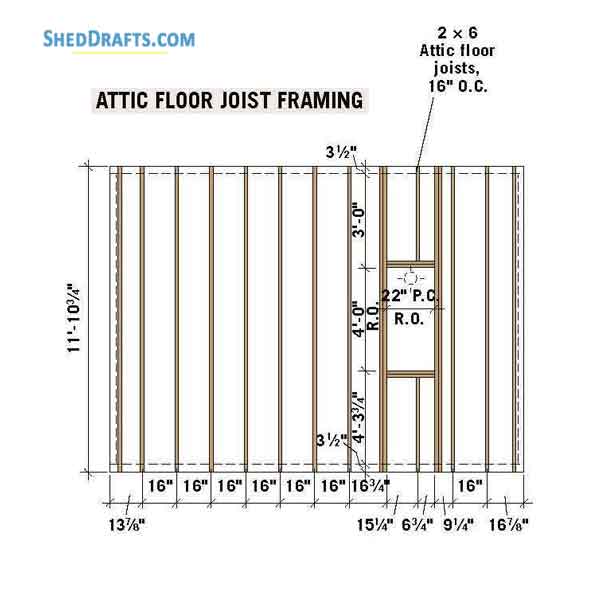 12x16 Gable Storage Shed Building Plans Blueprints 11 Attic Floor Joist Layout
