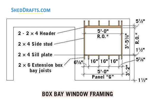 12x16 Gable Storage Shed Building Plans Blueprints 12 Box Bay Window Framing