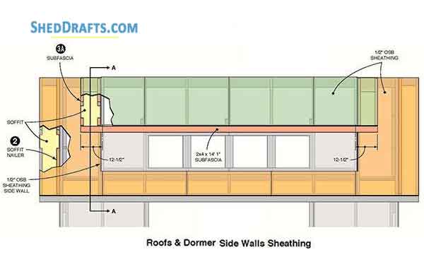 12x16 Gable Storage Shed Building Plans Blueprints 09 Roof Dormer Sheathing