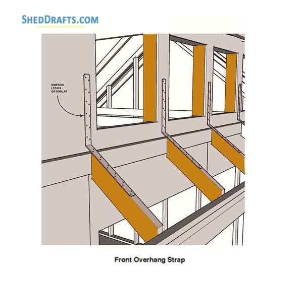 12x16 Gable Storage Shed Building Plans Blueprints 16 Front Overhang
