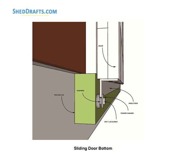 12x16 Gable Storage Shed Building Plans Blueprints 17 Sliding Door