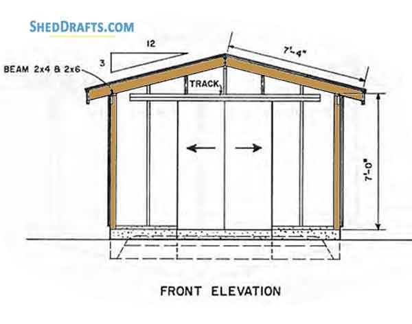 12x16 Gable Storage Shed Plans Blueprints 01 Front Elevation
