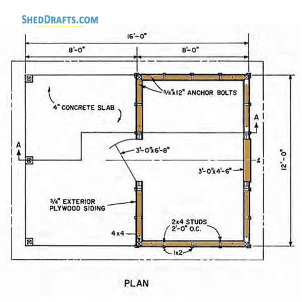 12x16 Gable Storage Shed Plans Blueprints 04 Floor Framing Plan