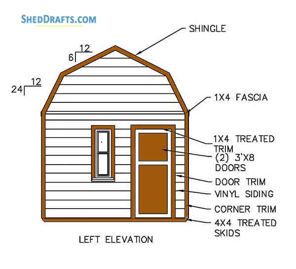 12×16 gambrel storage shed plans blueprints for barn style