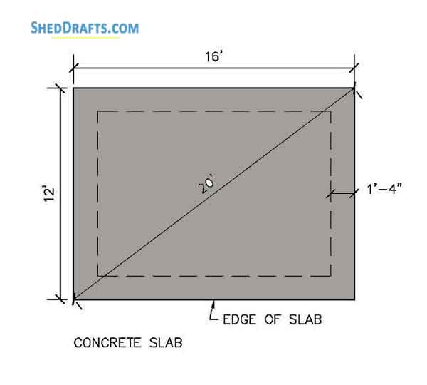 12x16 Gambrel Storage Shed Plans Blueprints 05 Concrete Foundation