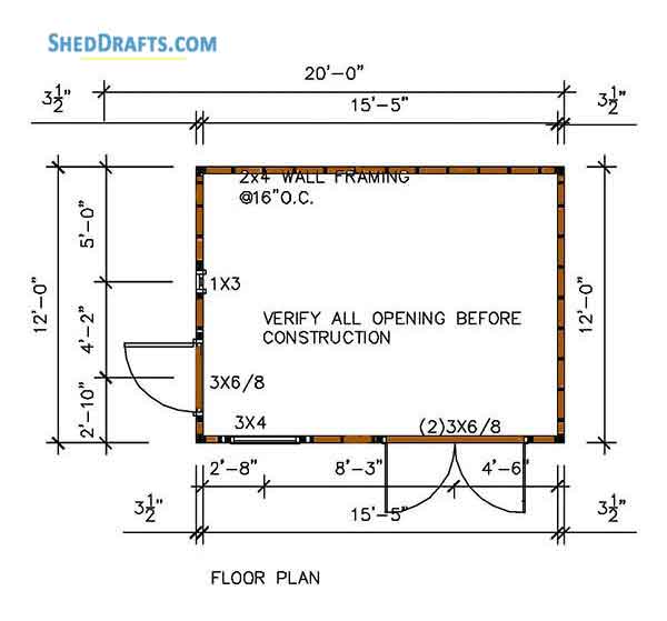 12x16 Gambrel Storage Shed Plans Blueprints 07 Wall Frame