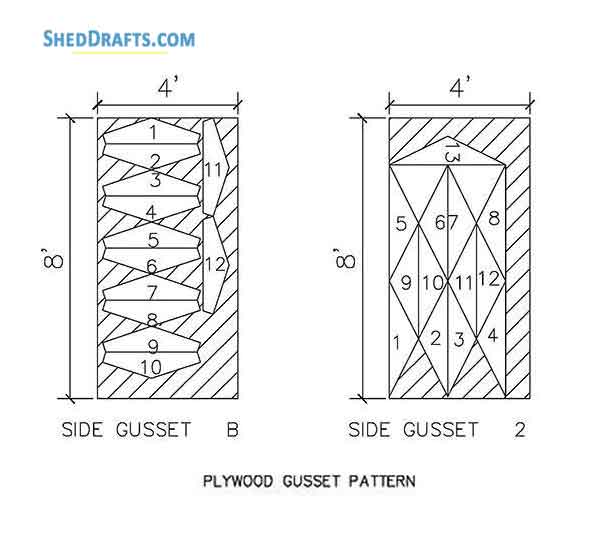 12x16 Gambrel Storage Shed Plans Blueprints 12 Gusset Pattern