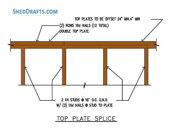 12x16 Gambrel Storage Shed Plans Blueprints 21 Top Plate Splice
