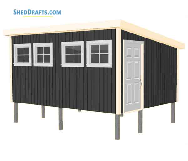 12×16 Lean To Pole Shed Plans Blueprints To Craft A Tool 