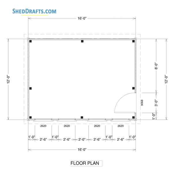 12x16 Lean To Pole Shed Plans Blueprints 02 Floor Framing Plan