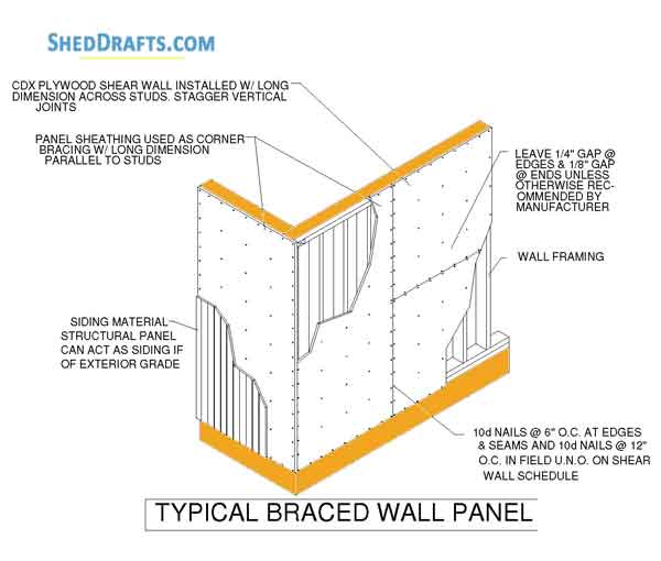 12x16 Lean To Pole Shed Plans Blueprints 08 Braced Wall Panel
