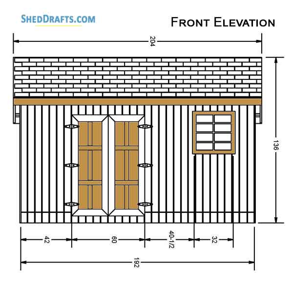 12x16 Saltbox Storage Shed Diy Plans Blueprints 02 Front Elevation