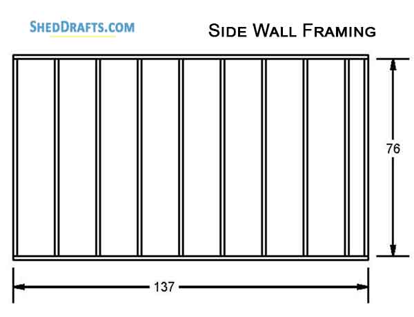 12x16 Saltbox Storage Shed Diy Plans Blueprints 09 Side Wall Framing