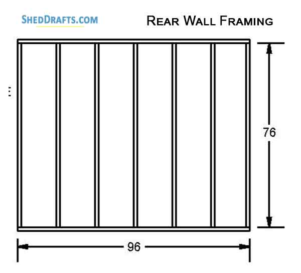 12x16 Saltbox Storage Shed Diy Plans Blueprints 10 Back Wall Framing