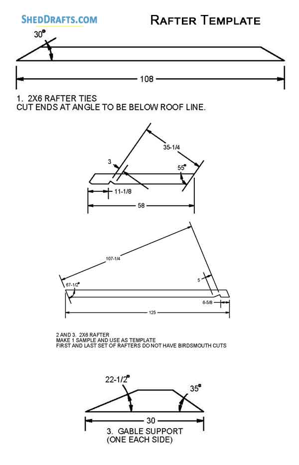 12x16 Saltbox Storage Shed Diy Plans Blueprints 13 Rafter Template