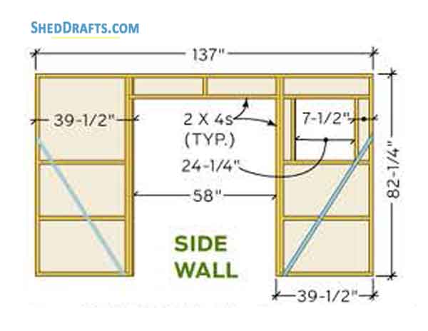 12x16 Storage Shed Building Plans Blueprints 04 Side Wall Framing