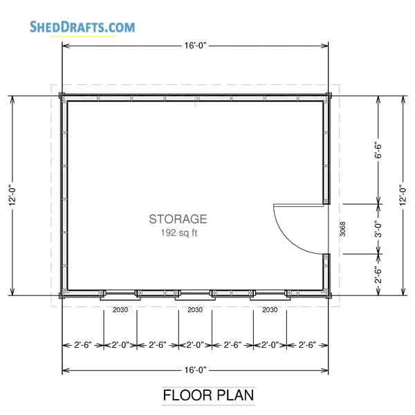12x16 Wooden Lean To Shed Plans Blueprints 02 Floor Plan