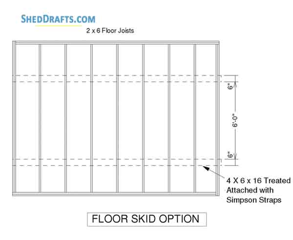 12x16 Wooden Lean To Shed Plans Blueprints 04 Floor Skid Layout