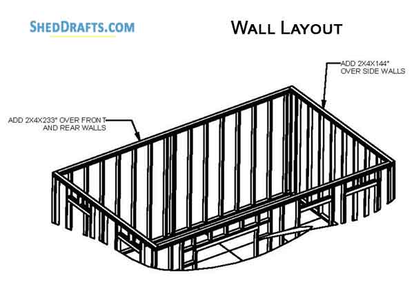 12x20 Gable Garden Storage Shed Plans Blueprints 11 Wall Framing Layout