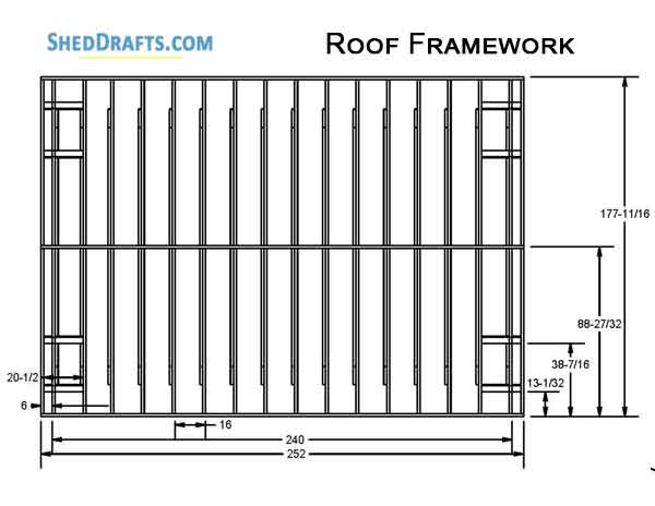 12x20 Gable Garden Storage Shed Plans Blueprints 12 Roof Framing Details