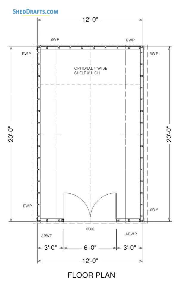 12x20 Gambrel Barn Shed Building Plans Blueprints 02 Floor Framing Plan