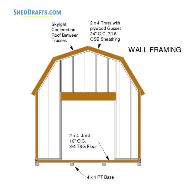 12 20 Gambrel Barn Shed Building Plans Blueprints To Create A Large Construction