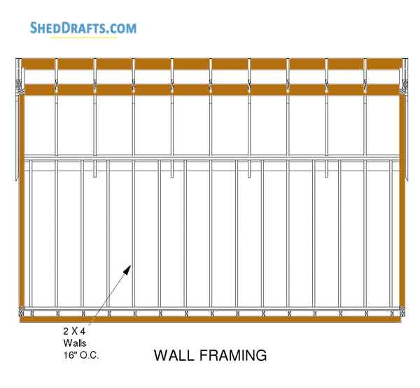12x20 Gambrel Barn Shed Building Plans Blueprints 09 Side Wall Framing