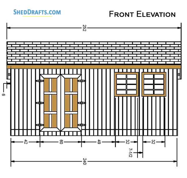 12x20 Saltbox Storage Shed Diy Plans Blueprints 02 Front Elevation
