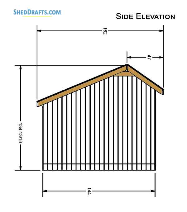 12x20 Saltbox Storage Shed Diy Plans Blueprints 03 Side Elevation
