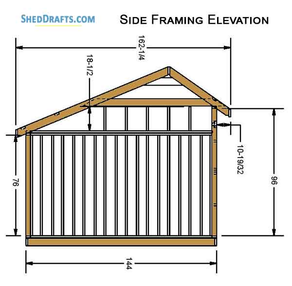 12x20 Saltbox Storage Shed Diy Plans Blueprints 05 Side Framing Elevation
