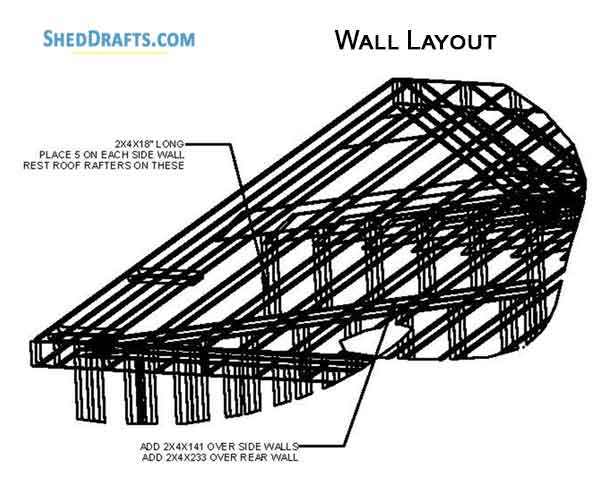 12x20 Saltbox Storage Shed Diy Plans Blueprints 11 Wall Framing Layout
