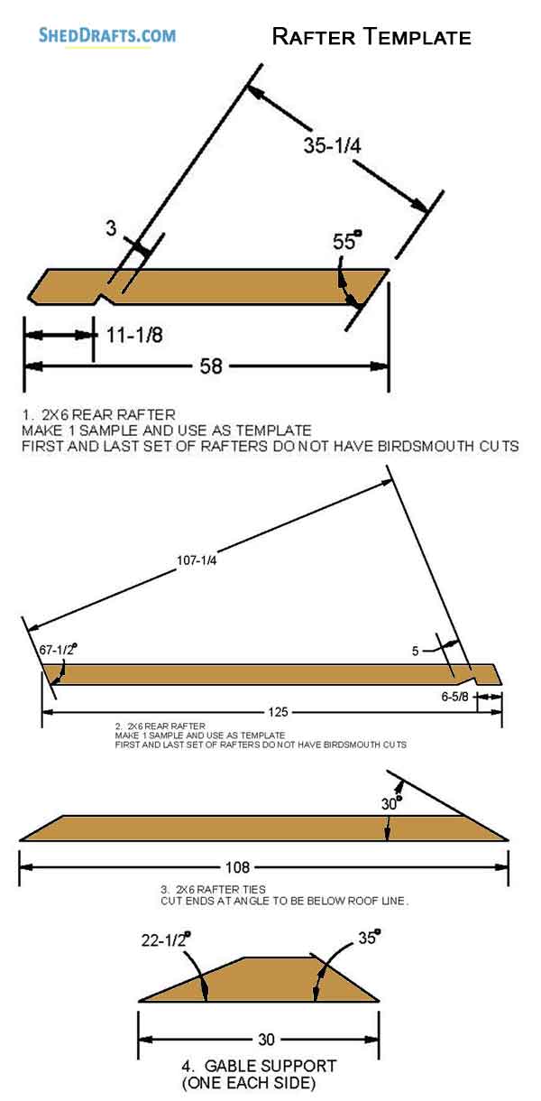 12x20 Saltbox Storage Shed Diy Plans Blueprints 13 Rafter Template