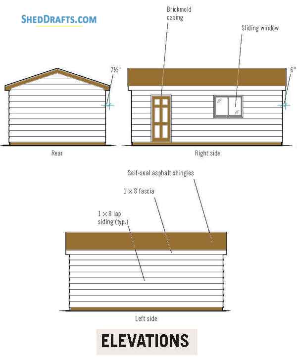 14x22 Detached Garage Shed Plans Blueprints 03 Side Elevation