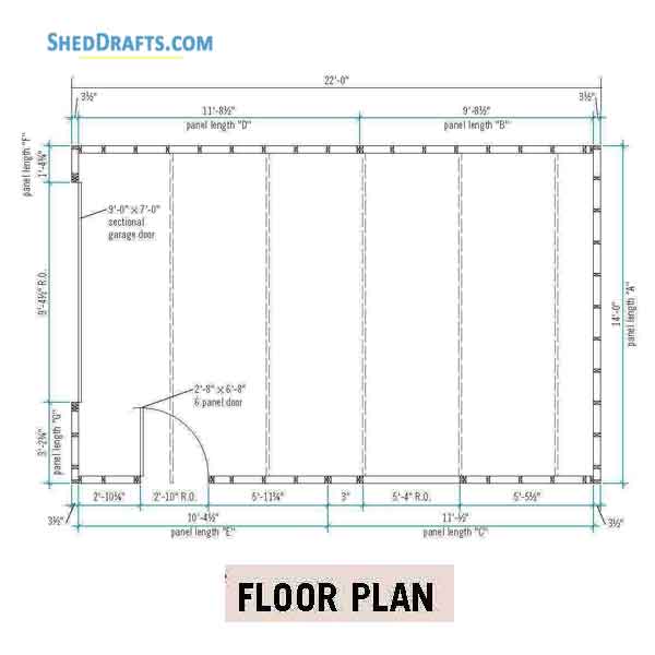 14x22 Detached Garage Shed Plans Blueprints 04 Floor Framing Plan