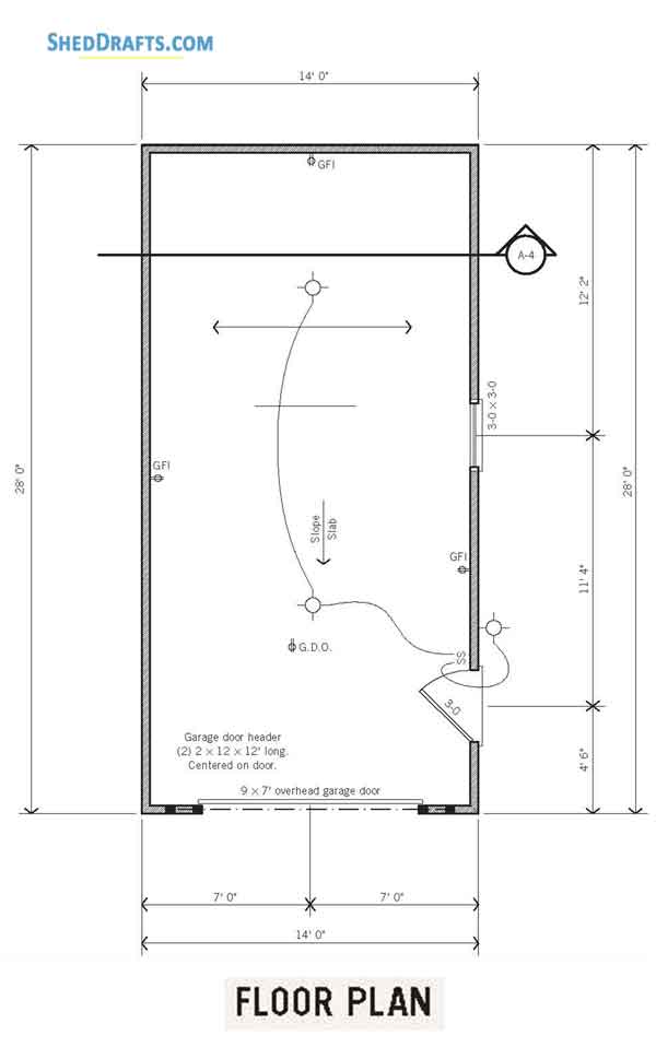 14x28 One Car Garage Workshop Plans Blueprints 01 Floor Framing Plan