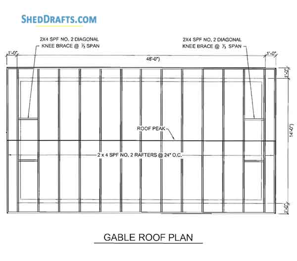 14x48 Gable Storage Shed Plans Blueprints 08 Roof Framing Details